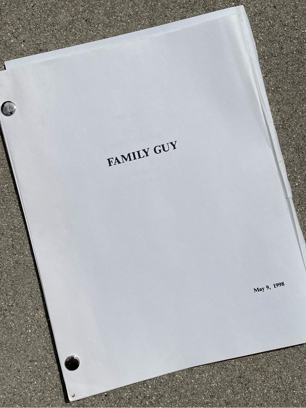 HOLY GRAIL Family Guy 1998 PILOT EP Pre-Title “Matter of Welfare” Writers Script